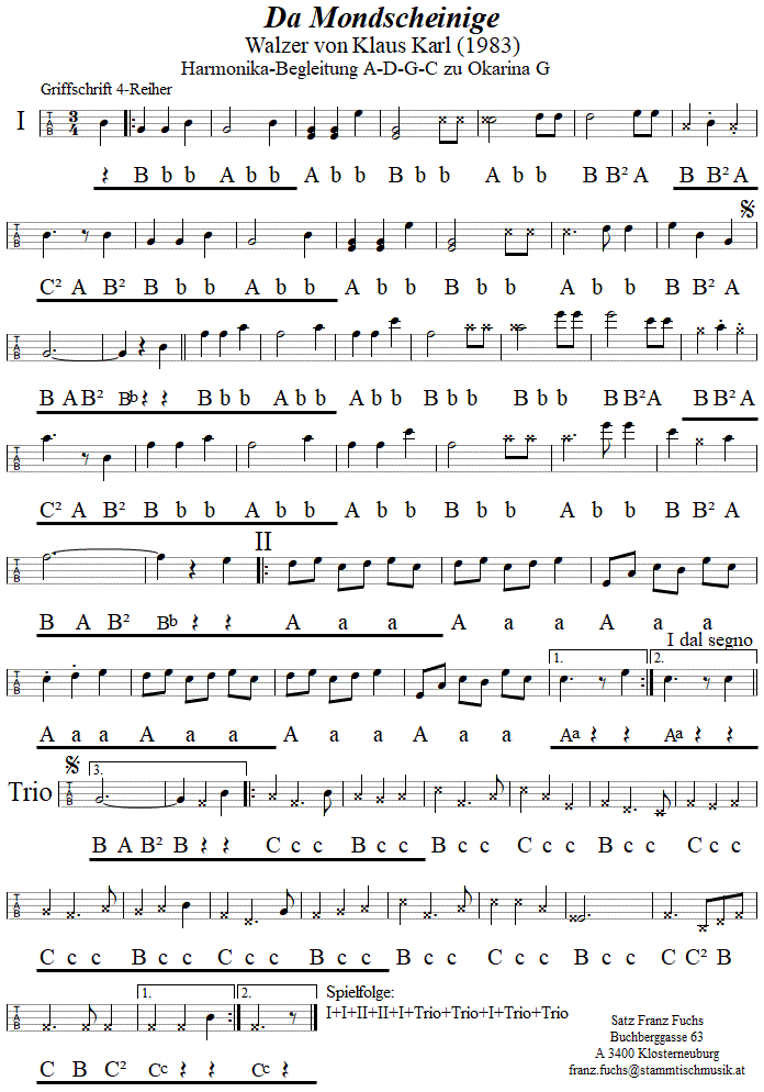 Michl-Polka, Begleitstimme fr Steirische Harmonika zur Okarina. 
Bitte klicken, um die Melodie zu hren.