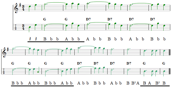 dritte Stimme, obere Lage