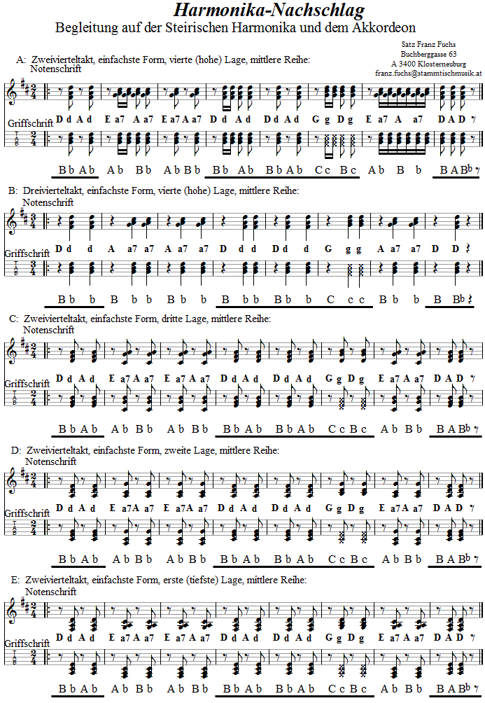 Harmonika und Akkordeon, Nachschlag in einfachster Form, mitllere Reihe