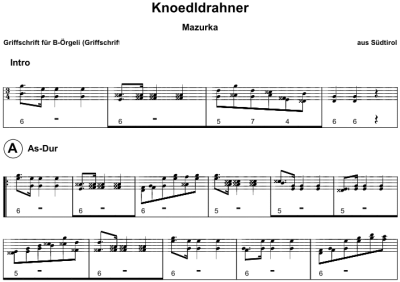 Kndldrahner in Stubete-rgeli-Partitur