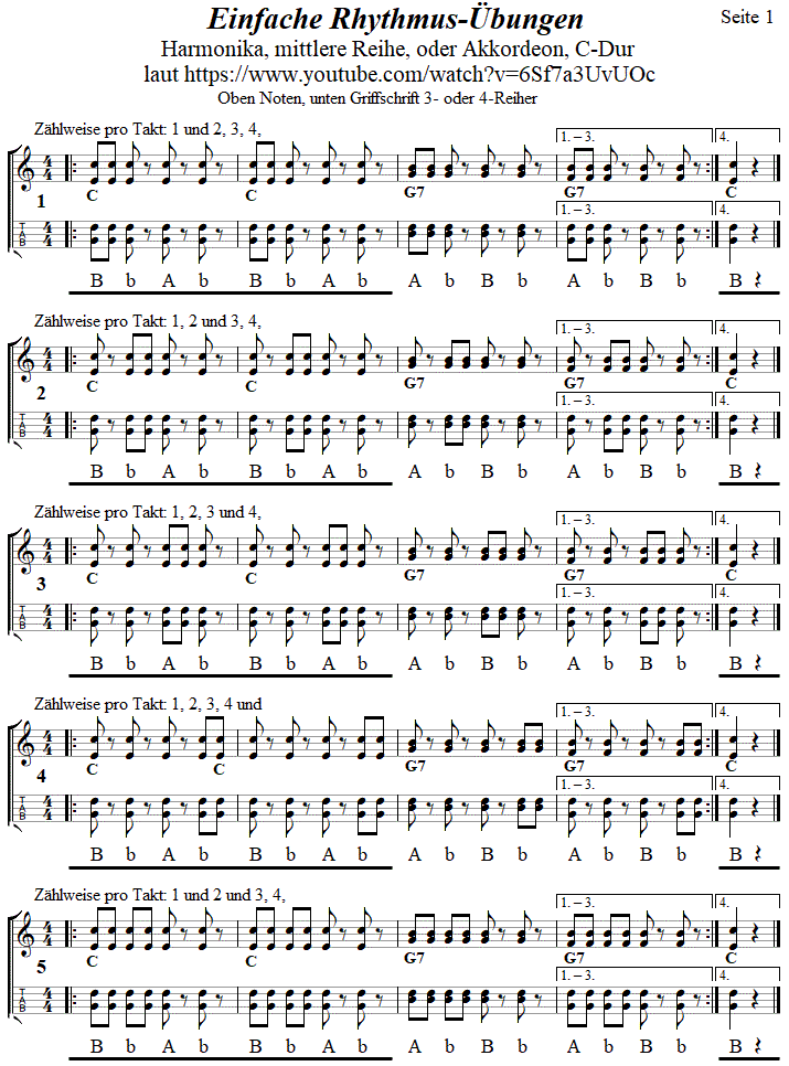 Rhythmusbungen 1 in einfachster Form, Seite 1