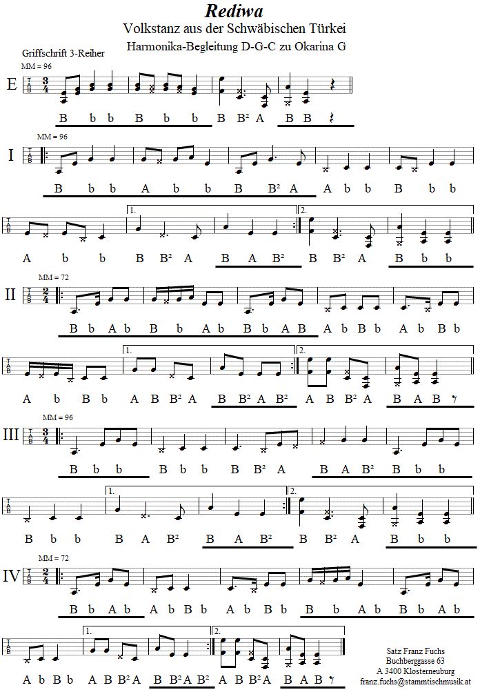 Rediwa Begleitstimme fr Steirische Harmonika zur Okarina. 
Bitte klicken, um die Melodie zu hren.