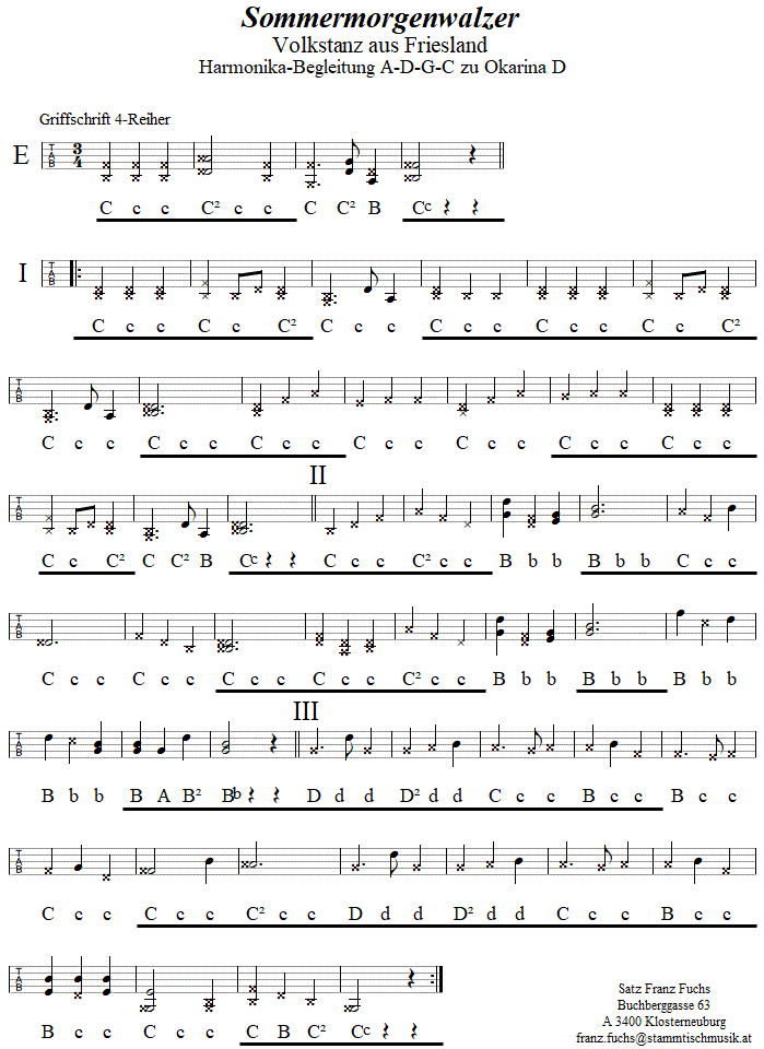 Sommermorgenwalzer Begleitstimme fr Steirische Harmonika zur Okarina. 
Bitte klicken, um die Melodie zu hren.