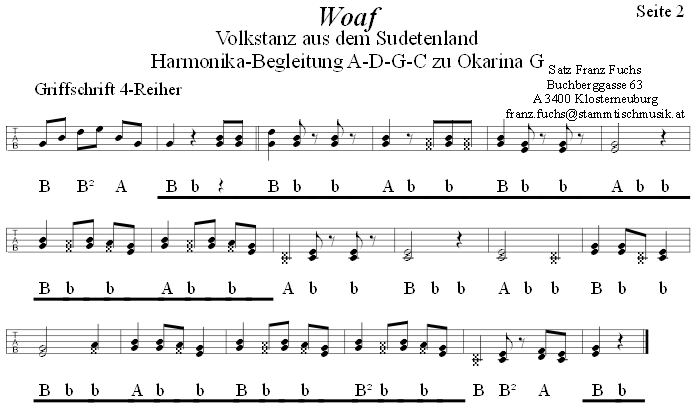 Woaf, Begleitstimme fr Steirische Harmonika zur Okarina. 
Bitte klicken, um die Melodie zu hren.