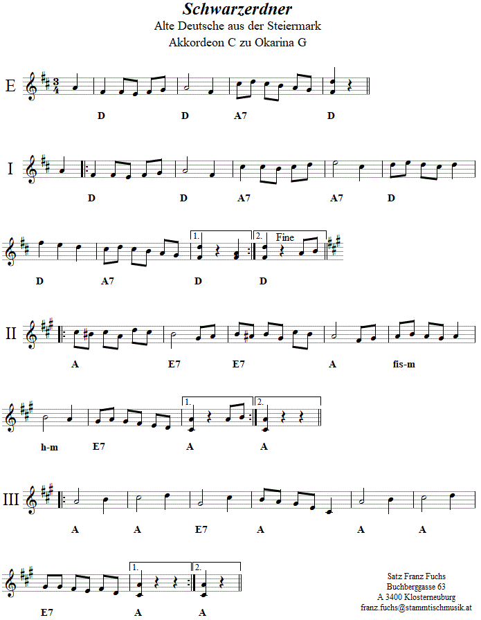 Schwarzerdner Begleitstimme fr Akkordeon zur Okarina. 
Bitte klicken, um die Melodie zu hren.